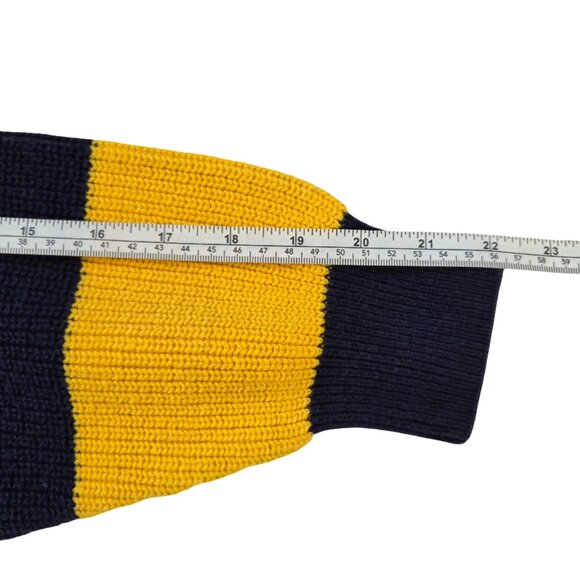 Vintage Izod Men's Sweater XL Navy Blue Yellow Heavyweight Cotton Cozy Cabincore - Picture 8 of 9